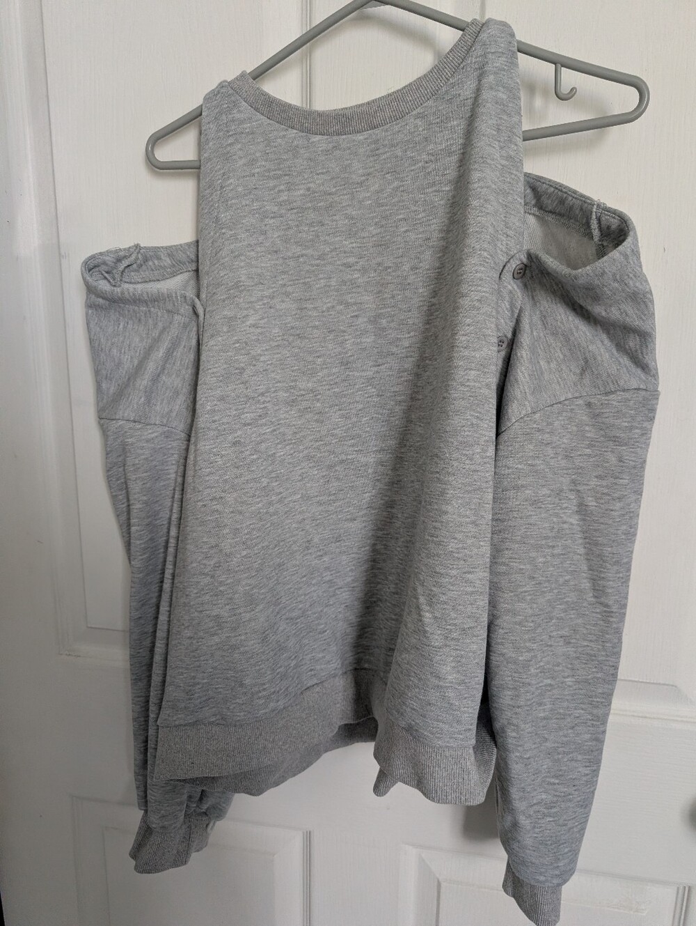 Grey Cozy Cold-Shoulder Sweatshirt